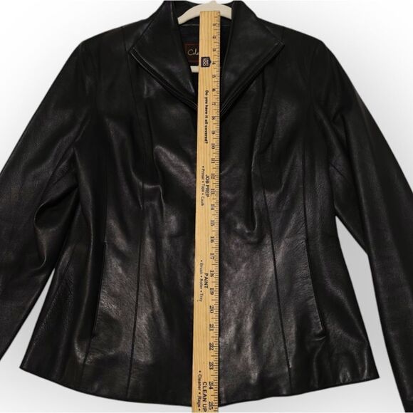 Cole Haan Lamb Skin Black Leather Jacket size 10 - Picture 9 of 13